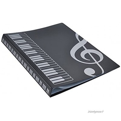 Dossier de rangement pour partitions de musique Format A4 - 40 pochettes G Clef-Black