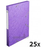 Exacompta Réf. 18515H 25 boites de classement avec élastiques CARTOBOX livrées à plat dos de 2,5 cm carte lustrée 5 10ème 400g m² dimensions 25x33cm format à classer A4 coloris violet