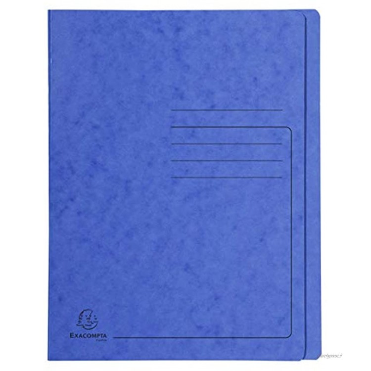 Exacompta Réf. 39992E 1 chemise à lamelle imprimée Iderama en carte lustrée 355 g m² chemise certifiée FSC dimensions 24 x 32 cm pour documents format A4 couleur bleu