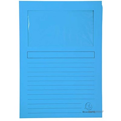 Exacompta Ref. 50162E Paquet de 100 chemises à fenêtre SUPER 160g m2 22x31cm. Bleu vif