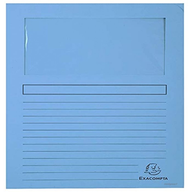 Exacompta Réf. 50252E Paquet de 25 chemises à fenêtre sans plastique Forever® 120 g m² couleurs vives 100% recyclées et certifiées Ange Bleu dimensions 22 x 31 cm couleur bleu clair