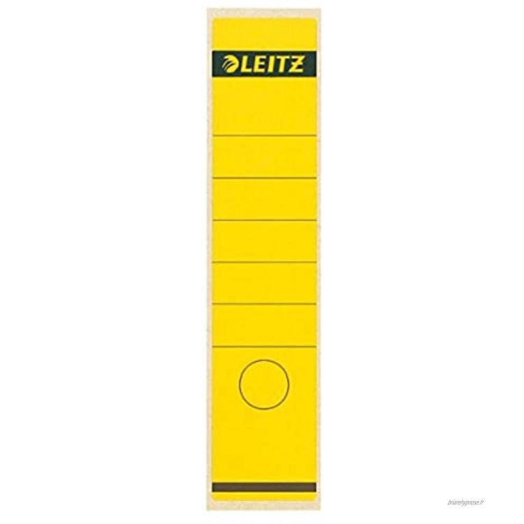 Leitz Étiquettes Self Adhesive pour Classeurs à Levier Couverture Papier et Dos 80 mm Large Long 61,5 x 285 mm Papier 16400015 Jaune Lot de 10 Étiquettes