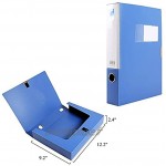 Pack de 4 boîtes de rangement A4 pour dossiers d'archives en plastique avec couvercle dossier d'organisation bleu