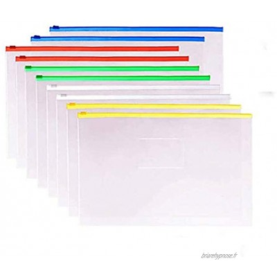 Supertool Lot de 20 pochettes de rangement en plastique transparent avec fermeture Éclair Blanc Format A5
