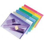Tarifold 12 Enveloppes Porte-documents Plastique Fermeture Scratch Format A4-6 couleurs x2 Bleu Violet Vert Jaune Rose Transparent 510209