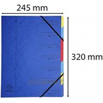 Exacompta 54070E Trieur agrafé avec élastiques 7 compartiments intérieur en carte couleur vive. Classement de documents format A4 Coloris aléatoire bleu jaune rouge ou vert