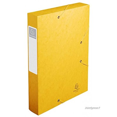 Exacompta Réf. 16006H 1 boîte de classement avec élastiques CARTOBOX livrée à plat Dos de 6 cm carte lustrée 7 10ème 600g m2 dimensions 25x33 cm format à classer A4 coloris jaune