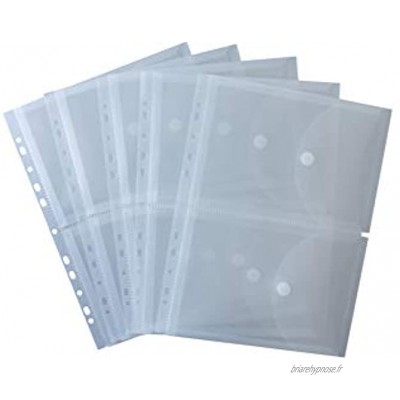 HFP 2 pochettes documents A5 A4 fermeture velcro et Formation de pockets-pack perforées Transparent 10 Lot de 5