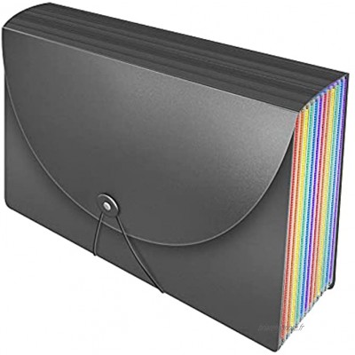 Organisateur de fichiers accordéon 12 poches couleurs arc-en-ciel optimisé pour une utilisation portable dossier accordéon format A4 boîte à documents extensible pour papier et fichiers