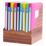 Organisateur de fichiers de bureau boîte de rangement de dossiers en bois à trois colonnes rack de bureau de bureau à économie d'espaces sans porte- stylo de stockage boîtes de stockage de stockag