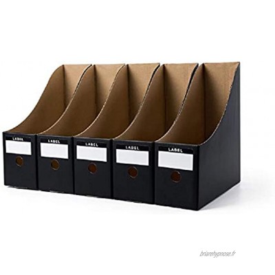 zunbo 1pc 5 Pièces Porte-revues Kraft Papier Range-revues pour Documents A4 Papier Magazines Dossiers pour Bureau École Maison Noir
