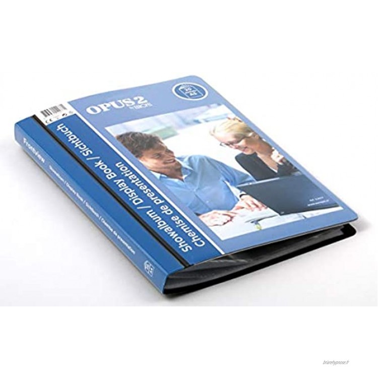 OPUS 2 Livre d’affichage de vue avant 20 pochettes transparentes | Portfolio A5 et dossier d'affichage de projet pour les réunions et conférences | Pochette transparente en polypropylène | Noir