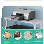 LQ Printer Stands Workspace Bureau Paper Organisateurs Desktop 2 Riseur d'imprimante en bois avec 3 compartiments pour bureau à domicile dossier Color : White
