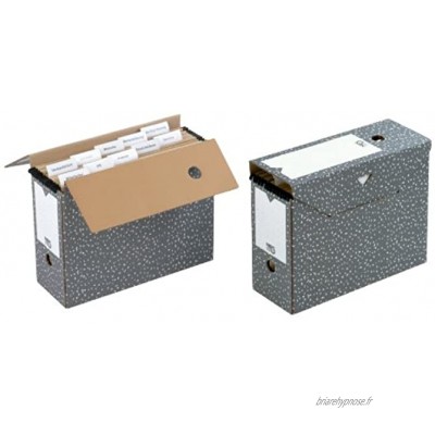 NIPS 152537124 Lot de 2 boîtes de rangement pour dossiers suspendus Blanc gris anthracite 12 x 33,5 x 27,5 cm