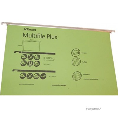 Rexel Multifile Plus Dossier suspendu écolier A4 15 mm vert pack de 20