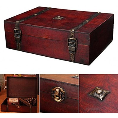 Boîte de rangement en bois vieilli pour bureau Lembeauty avec boucle métallique Organisateur pour bijoux