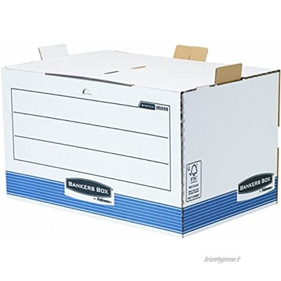 Fellowes 0029901 Conteneur frontal Banker Box System Montage automatique Bleu Blanc lot de 5