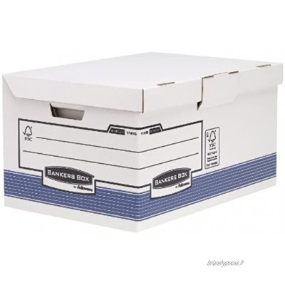 Fellowes 1141501 Banker Box System Caisse pour Archives Flip Top Maxi par 10 Blanc Bleu