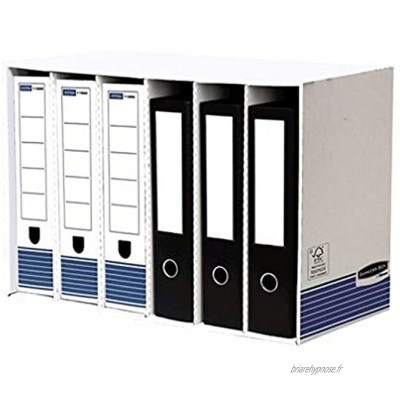 Fellowes 1188001 Module de Rangement 6 Compartiments Bankers Box System Montage Automatique Blanc Bleu
