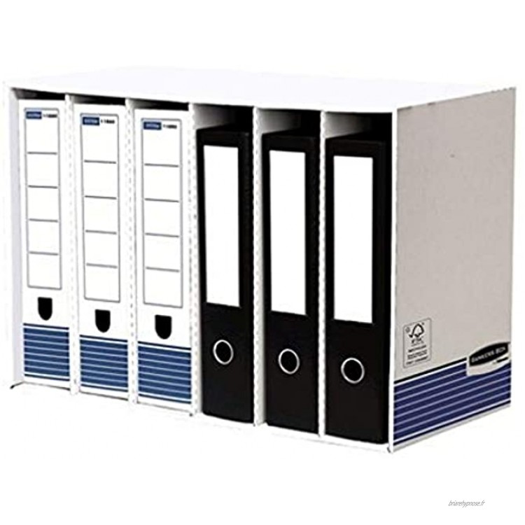 Fellowes 1188001 Module de Rangement 6 Compartiments Bankers Box System Montage Automatique Blanc Bleu