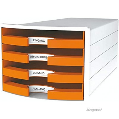 HAN IMPULS Boîte de rangement à 4 tiroirs ouverts Blanc orange