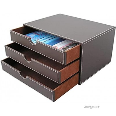 ZXYDD Armoire de classement de bureau multifonction en cuir PU délicat avec tiroir de rangement pratique couleur : café taille : 33 x 25 x 18 cm