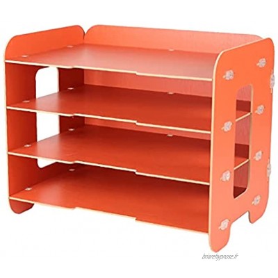 en Bois DIY Rack de fichiers de Bureau Vertical étagère de Stockage de Stockage à 4 Couches de Grande capacité Affichage Organiser des fichiers Magazines Color : Orange Taille : 12.8inchs