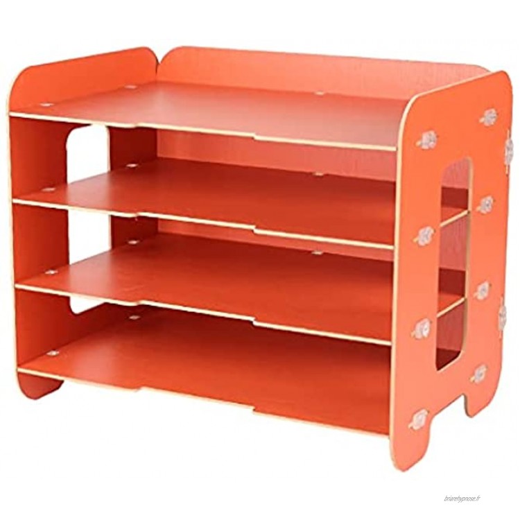 en Bois DIY Rack de fichiers de Bureau Vertical étagère de Stockage de Stockage à 4 Couches de Grande capacité Affichage Organiser des fichiers Magazines Color : Orange Taille : 12.8inchs