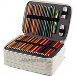 Shulaner Trousse à crayons de couleur avec 250 emplacements et fermeture éclair Grande capacité Style rétro Imperméable Tissu PVC 840D Organiseur de stylos Marron