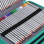 Sumnacon 200 Trousse de Crayon Sac à Crayon Couleur pour Dessinateur Professionnelle ou Amateur en PU Cuir vert Pas de crayon