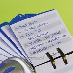 Durable 241623 Telindex Flip Fichier Répertoire Rotatif pour 500 Fiches Pré-imprimées avec Index 25 Touches Argent Bleu