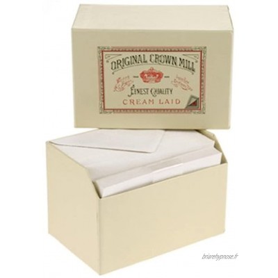 Original Crown Mill Une Boîte de Luxe comprenant 50 x A6 Cartes et 50 x C6 Enveloppes doublées en papier vergé Crme