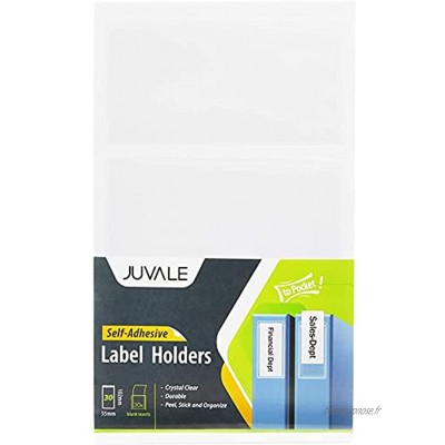Pochettes porte-étiquettes auto-adhésives Juvale avec cartes intercalaires vierges 30 pièces Idéal pour organiser et identifier Transparent 5,3 x 10,2 cm