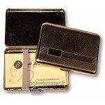 QPLKL Humidificateur de cigares Budd Leather Company Chrome plaqué for Cartes de Visite avec Rayure Argent A 1843 pour Adultes