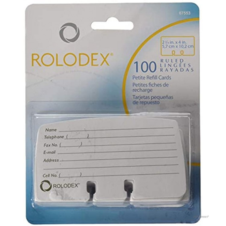 Rolodex Petite recharge pour cartes de visite 2 1 4 x 4 100 cartes Lot