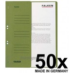 Falken 80003858001F Paquet de 50 Chemises à œillets permettant une utilisation dans un classeur à levier attache spécifique pour maintenir les feuilles A4 demi couverture 250g m² coloris Vert