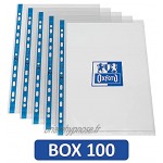 Oxford Lot de 100 pochettes perforées A4 Bleu