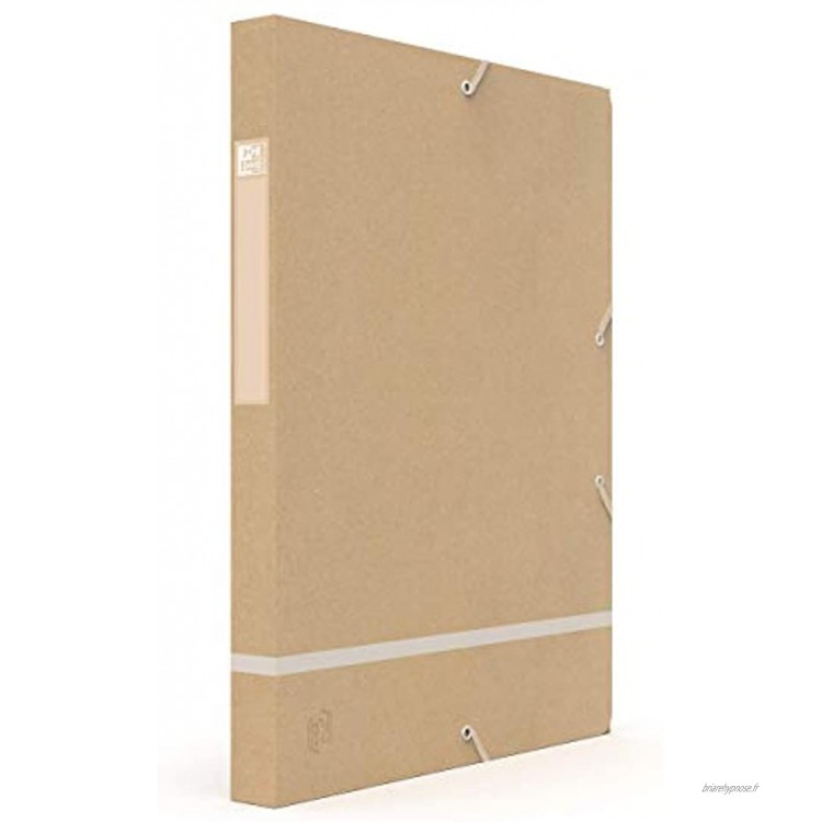 Oxford Touareg Boîte de Classement 24x32cm Dos 25mm avec Elastique Couverture carte recyclée Coloris Kraft & Blanc givré