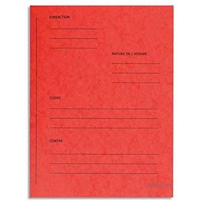 Paquet de 25 dossiers de plaidoirie pré-imprimés en carte 265g. Coloris rouge