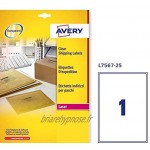 Avery L7567-25 Etiquettes 210 x 297 mm Transparent