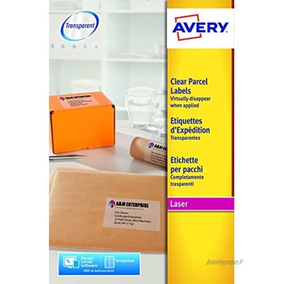 Avery L7567-25 Etiquettes 210 x 297 mm Transparent