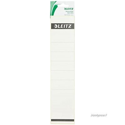 Leitz Étiquettes Self Adhesive pour Classeurs à Levier Couverture Papier et Dos 80 mm Large Long 61,5 x 285 mm Papier 16401001 Blanc Lot de 10 Étiquettes
