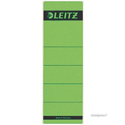 Leitz Étiquettes Self Adhesive pour Classeurs à Levier Couverture Papier et Dos 80 mm Large Court 61,5 x 192 mm Papier 16420055 Vert Lot de 10 Étiquettes