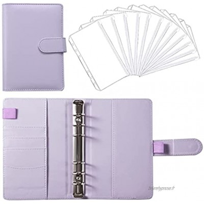 Sac à Document Binder Notebook en cuir Planificateur de budget Organisateur avec 12 feuilles mobiles Sacs fermeture à glissière for l'école de fournitures de bureau Sac de Fichier  Color : Purple