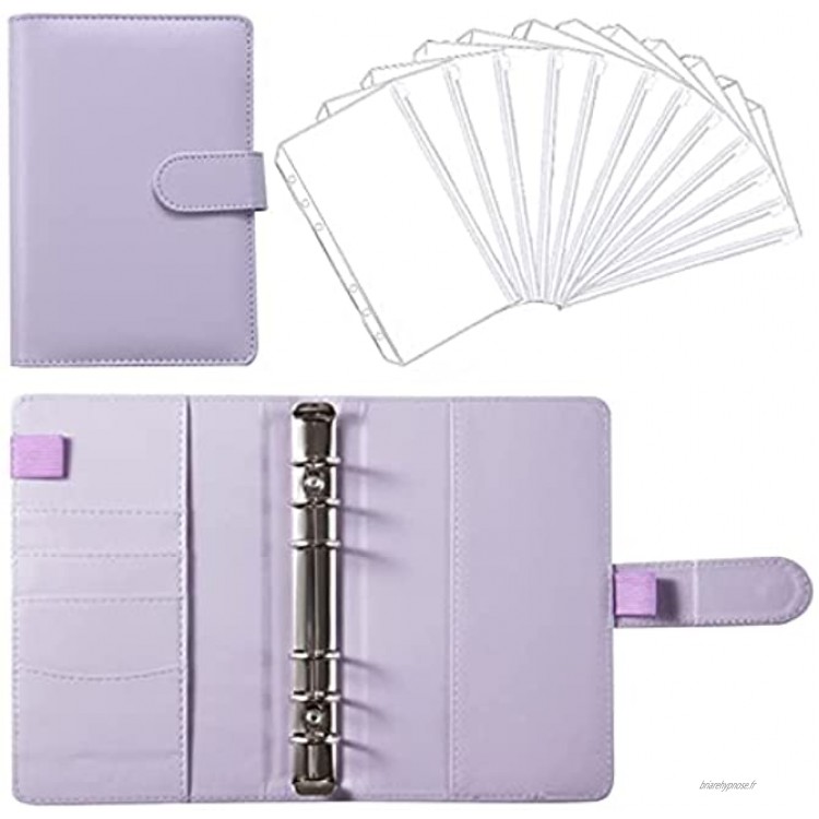 Sac à Document Binder Notebook en cuir Planificateur de budget Organisateur avec 12 feuilles mobiles Sacs fermeture à glissière for l'école de fournitures de bureau Sac de Fichier Color : Purple