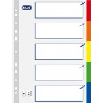 Mas Carton onglet Intercalaire standard blanches A4 carton de 5 feuilles 5 couleurs