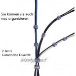 Attaches de Câble Trilancer Réutilisable Fermeture en Nylon Microfibre Organisateur pour Cordes et Gestion des Câbles 20cm Noir