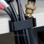 Clips de câble Adhésifs Rangement de Câble Fixation Cable Electrique Noir 20 pièces FC-30 pour téléphone ou Ethernet cordons rangée et organiseurs
