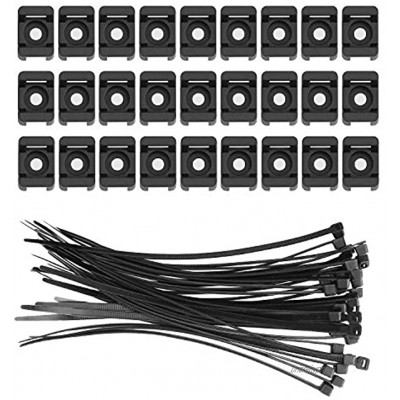 Fippy Lot de 150 Pièces fixations de serre-câbles Base de montage d'attache-zip noire avec 150 colliers de serrage en nylon noir