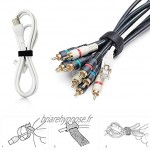 Hossom Lot de 100 Réglables Réutilisables Attache Cable 2 ×15 cm Serres-câbles Sangles Câble avec Crochet et Boucle Attaches Câbles Set Noir